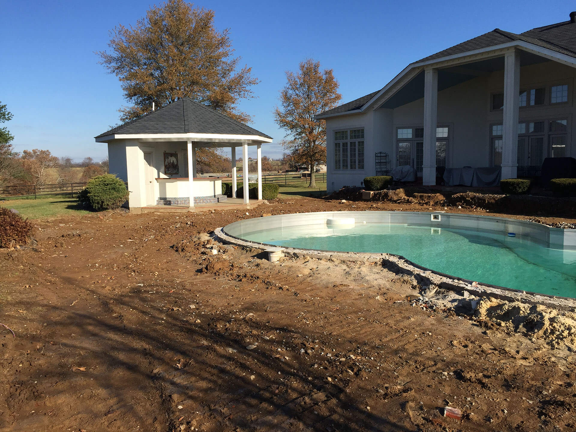 commencement of work - stone pool deck - Jackson, MO Project