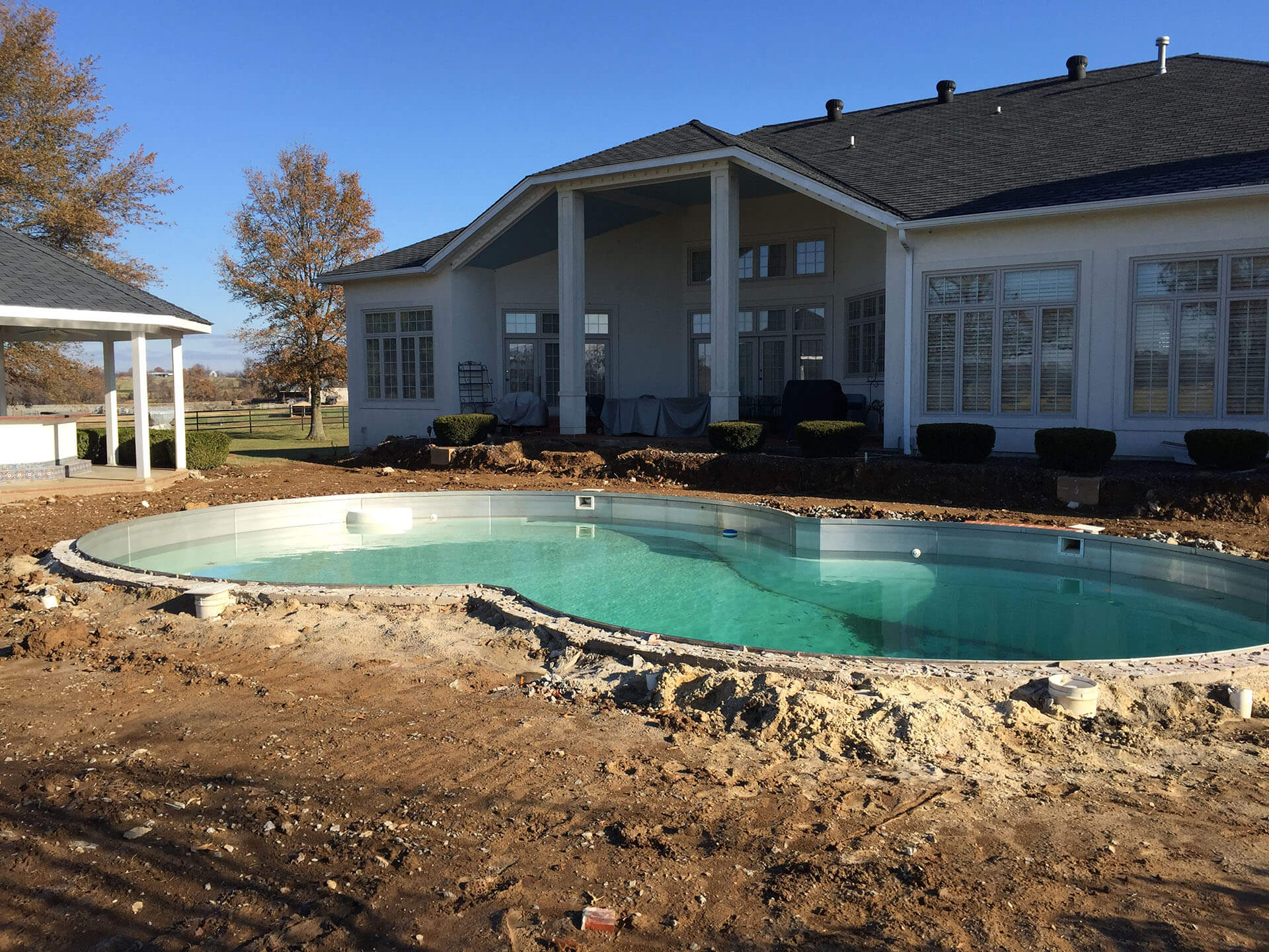 commencement of work - stone pool deck - Jackson, MO Project