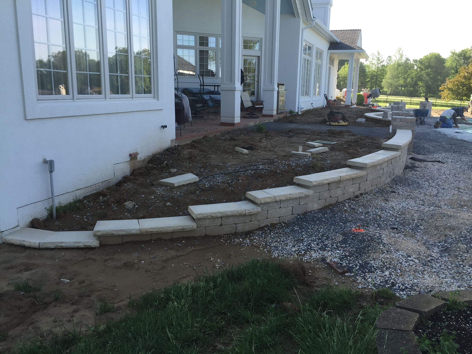 stone retaining walls for plantings Jackson, MO Project