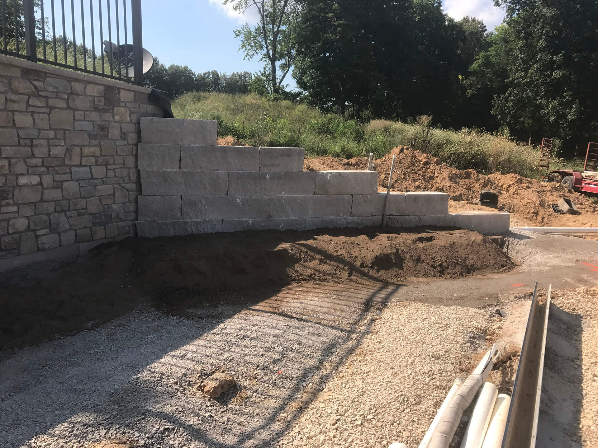 stone retaining wall Dexter, MO Project