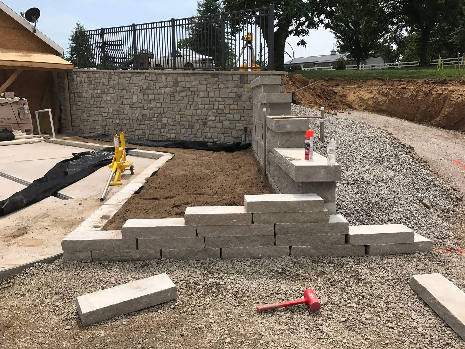 retaining walls in a landscape remodeling project Dexter, MO Project