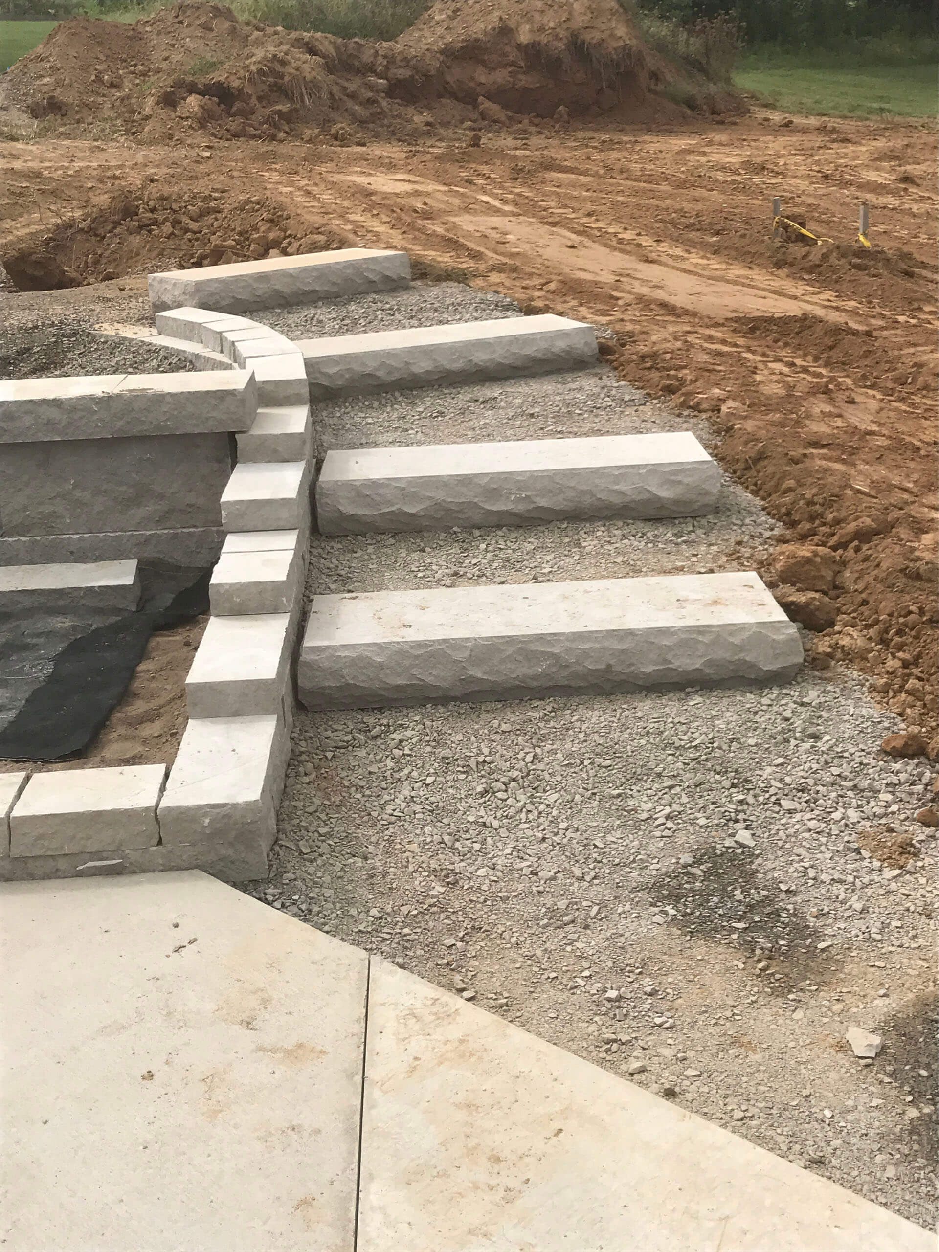 stone steps under construction Dexter, MO Project