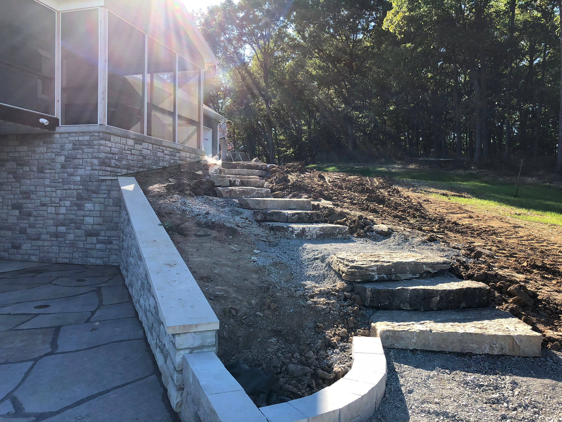 natural stone steps under construction Advance, MO Project