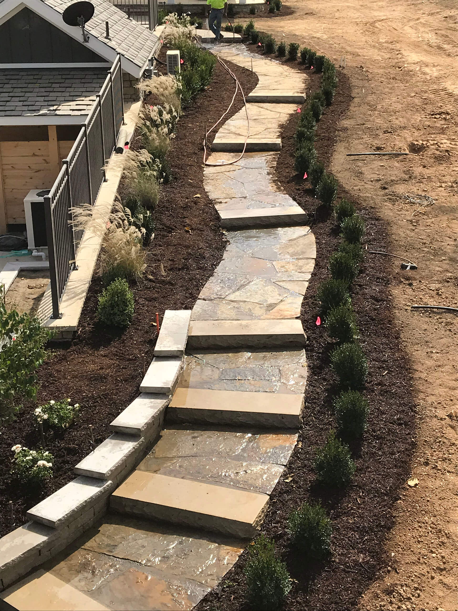 natural stone walkway and steps Dexter, MO Project