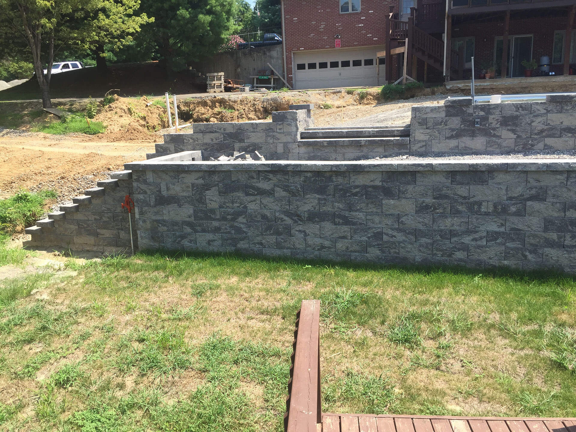 stone retaining walls and stairs Cape Girardeau, MO Project