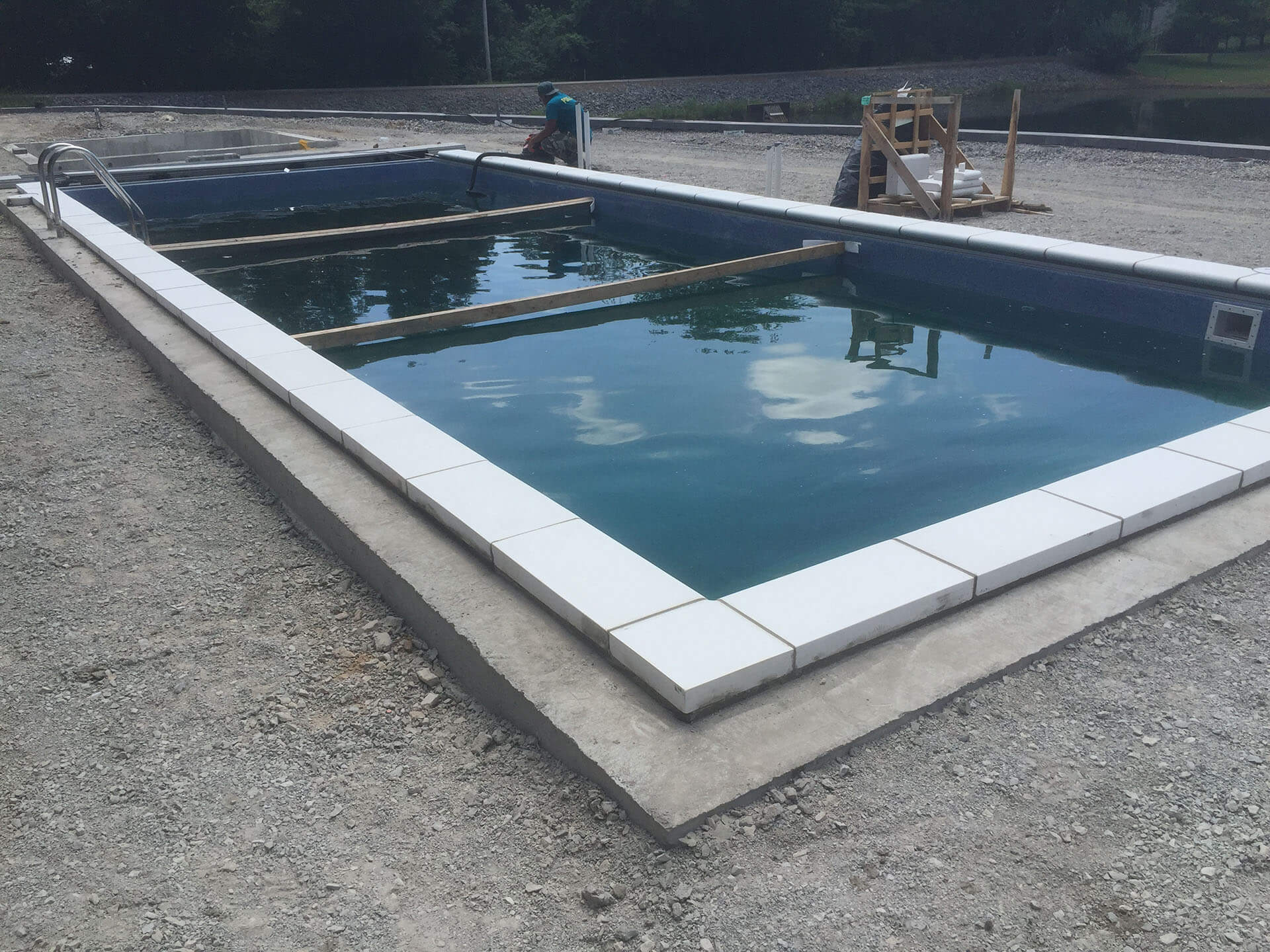 white stone pool edging Cape Girardeau, MO Project