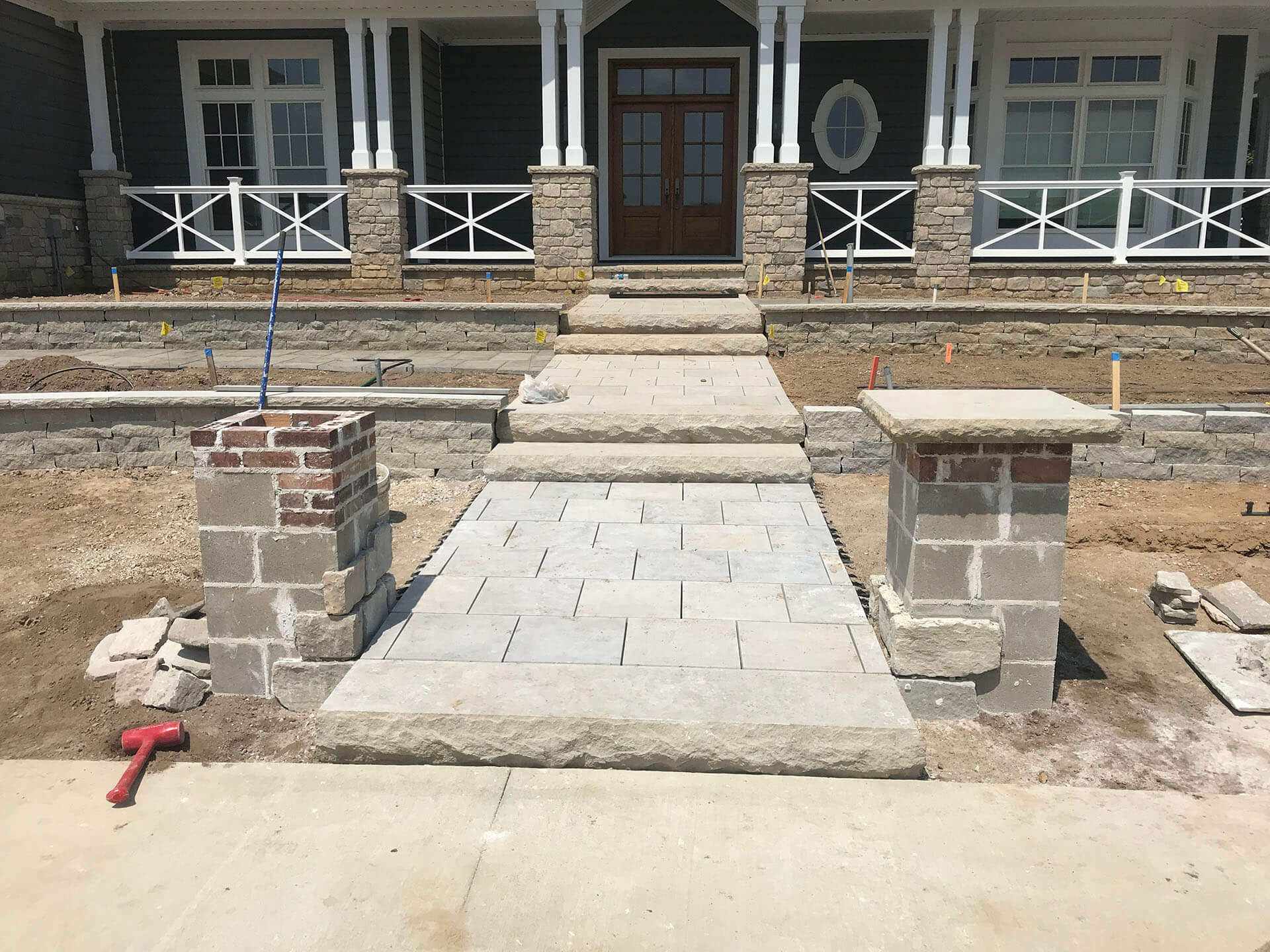 stone sidewalk and stairs Dexter, MO Project