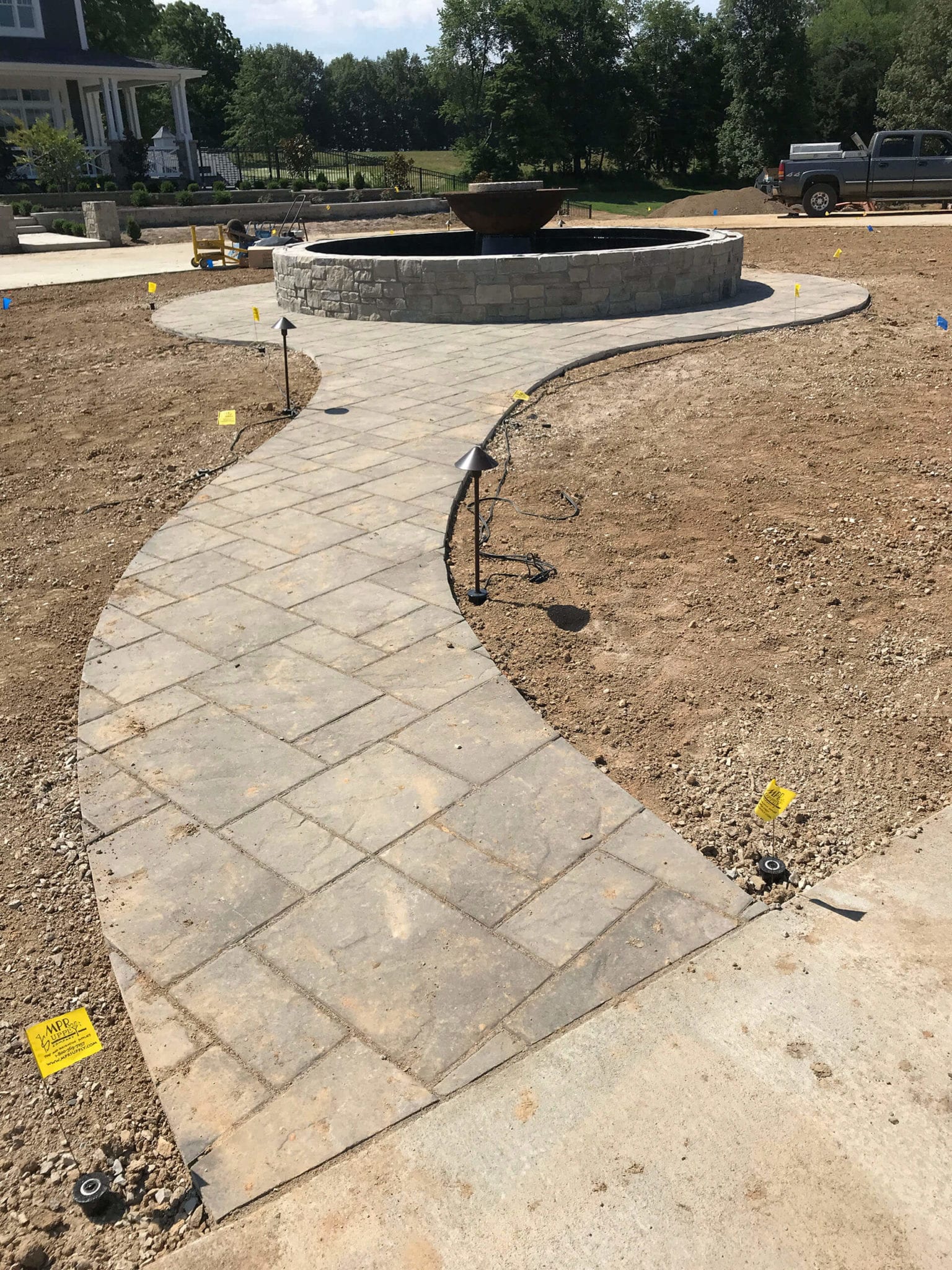 stone walkway and fountain Dexter, MO Project