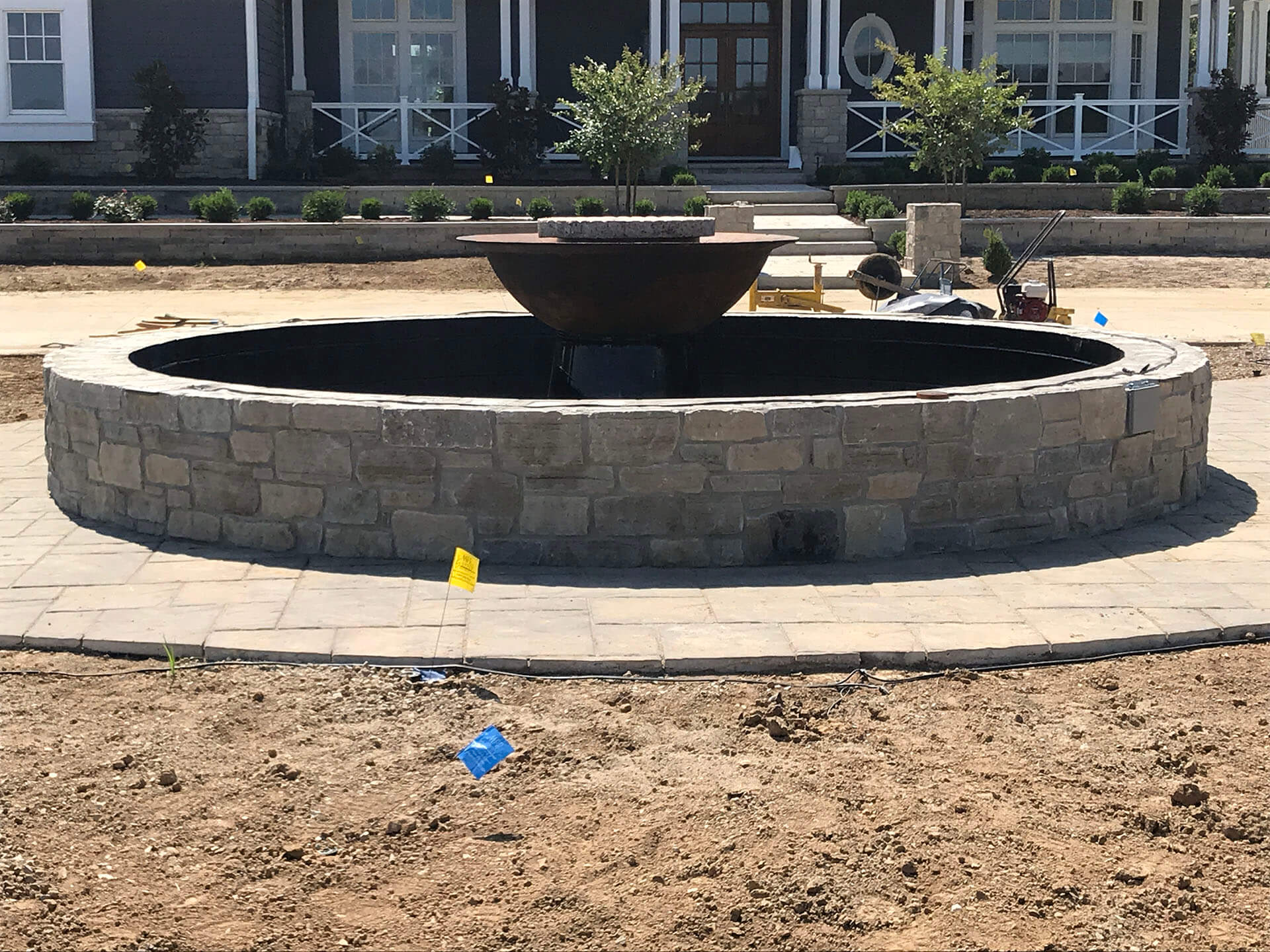 fountain integral to a stone patio Dexter, MO Project