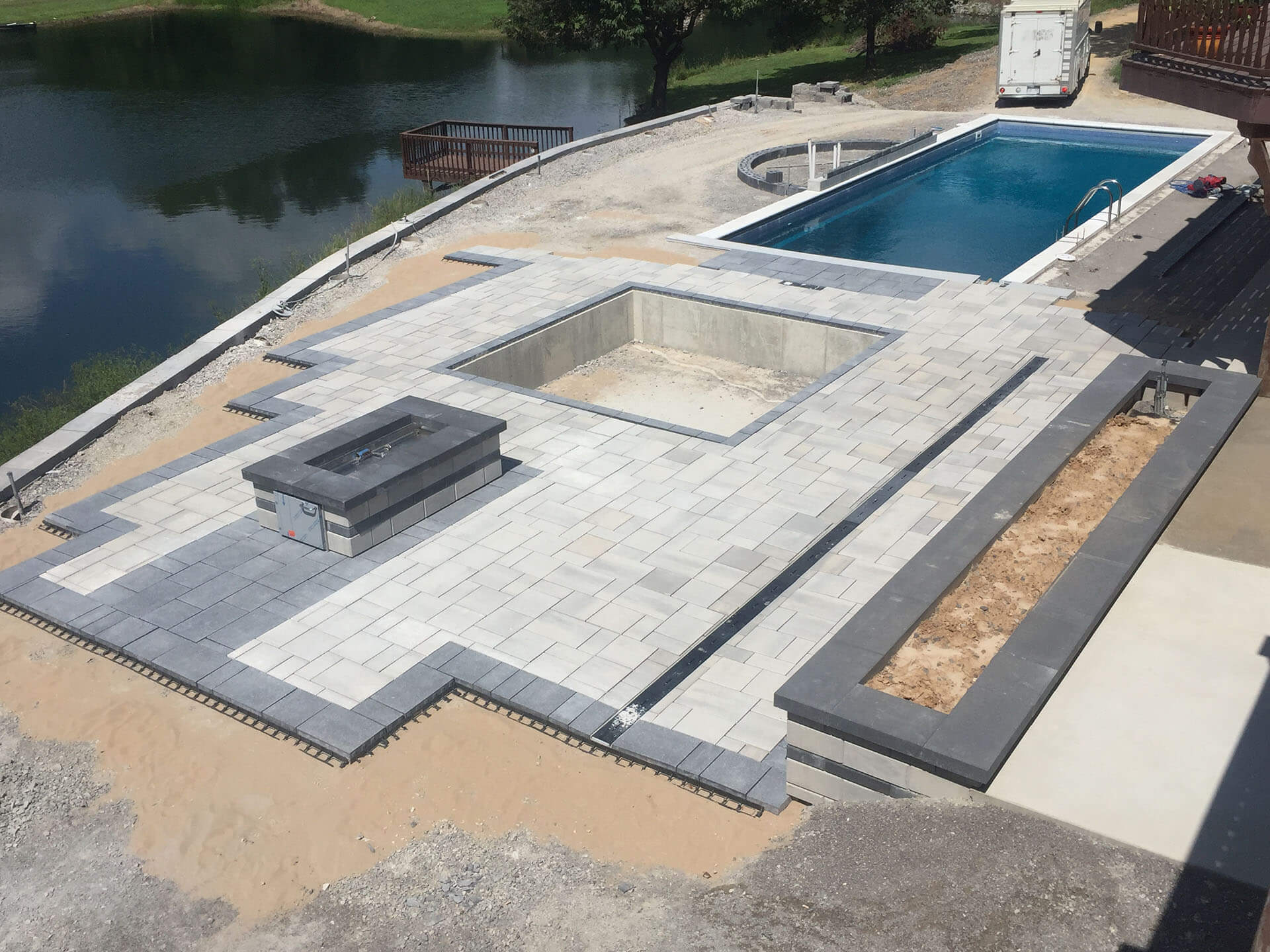 natural stone pool deck in two colors Cape Girardeau, MO Project