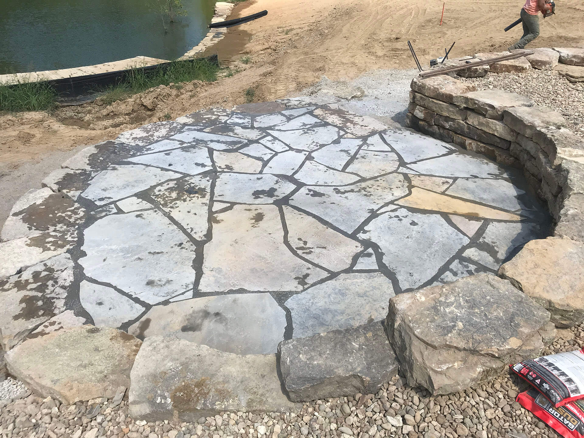 natural stone patio and retaining walls Dexter, MO Project