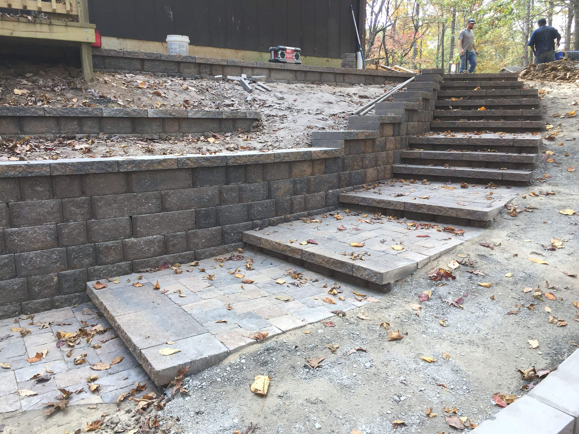 flagstone steps with retaining wall Cape Girardeau, MO Project