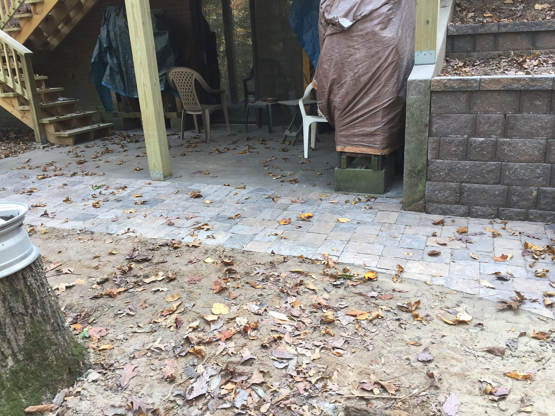 flagstone patio with retaining walls Cape Girardeau, MO Project