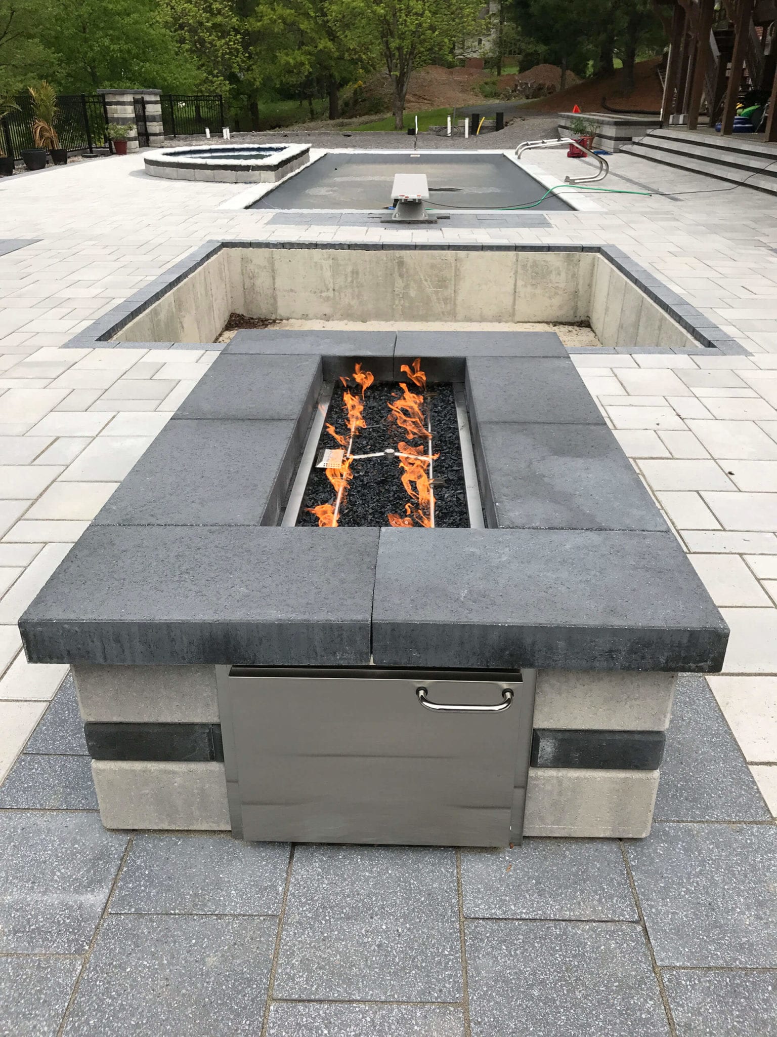 outdoor natural gas fire pit made of stone Cape Girardeau, MO Project