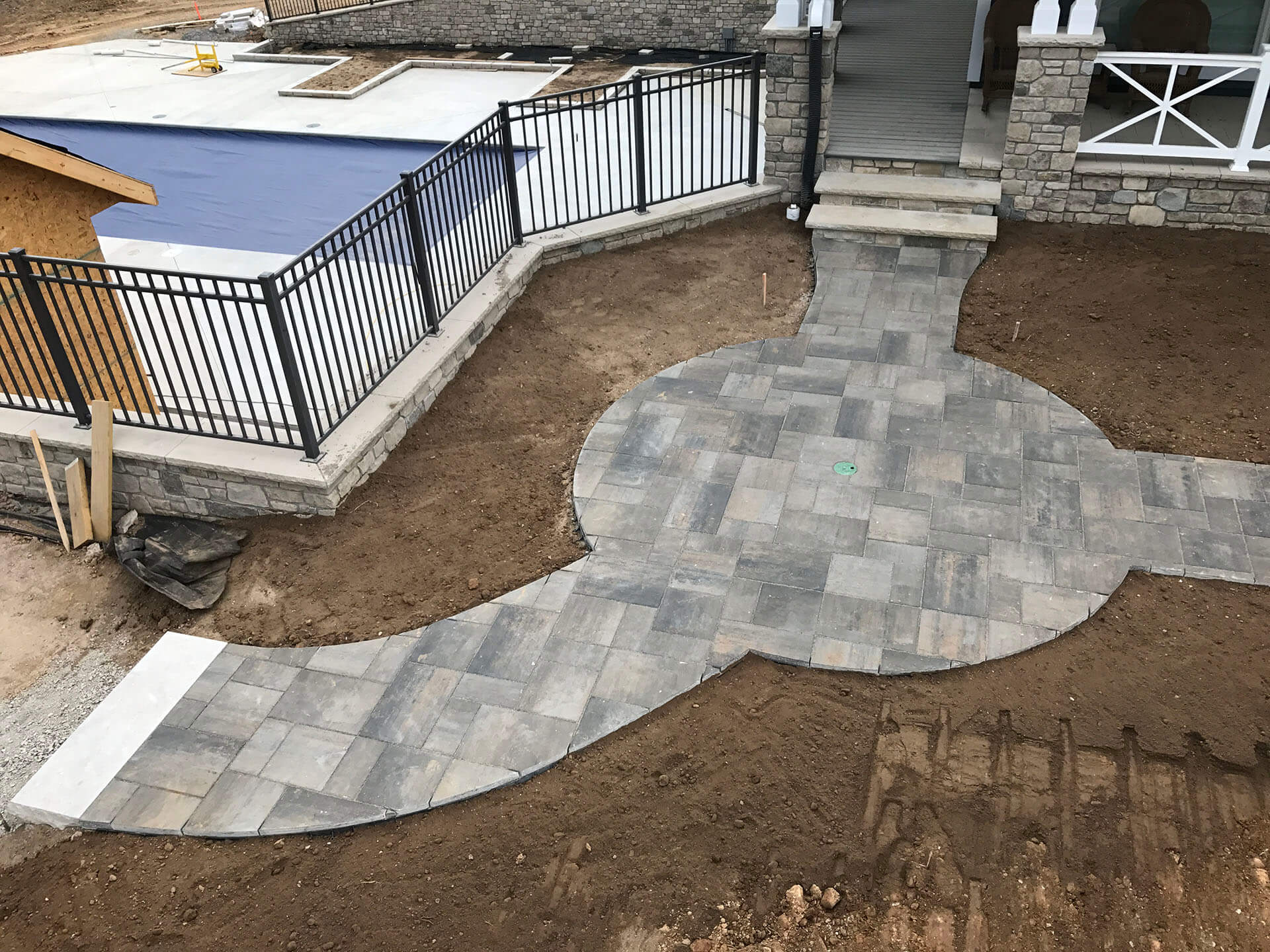 natural stone walkways, pool deck Dexter, MO Project