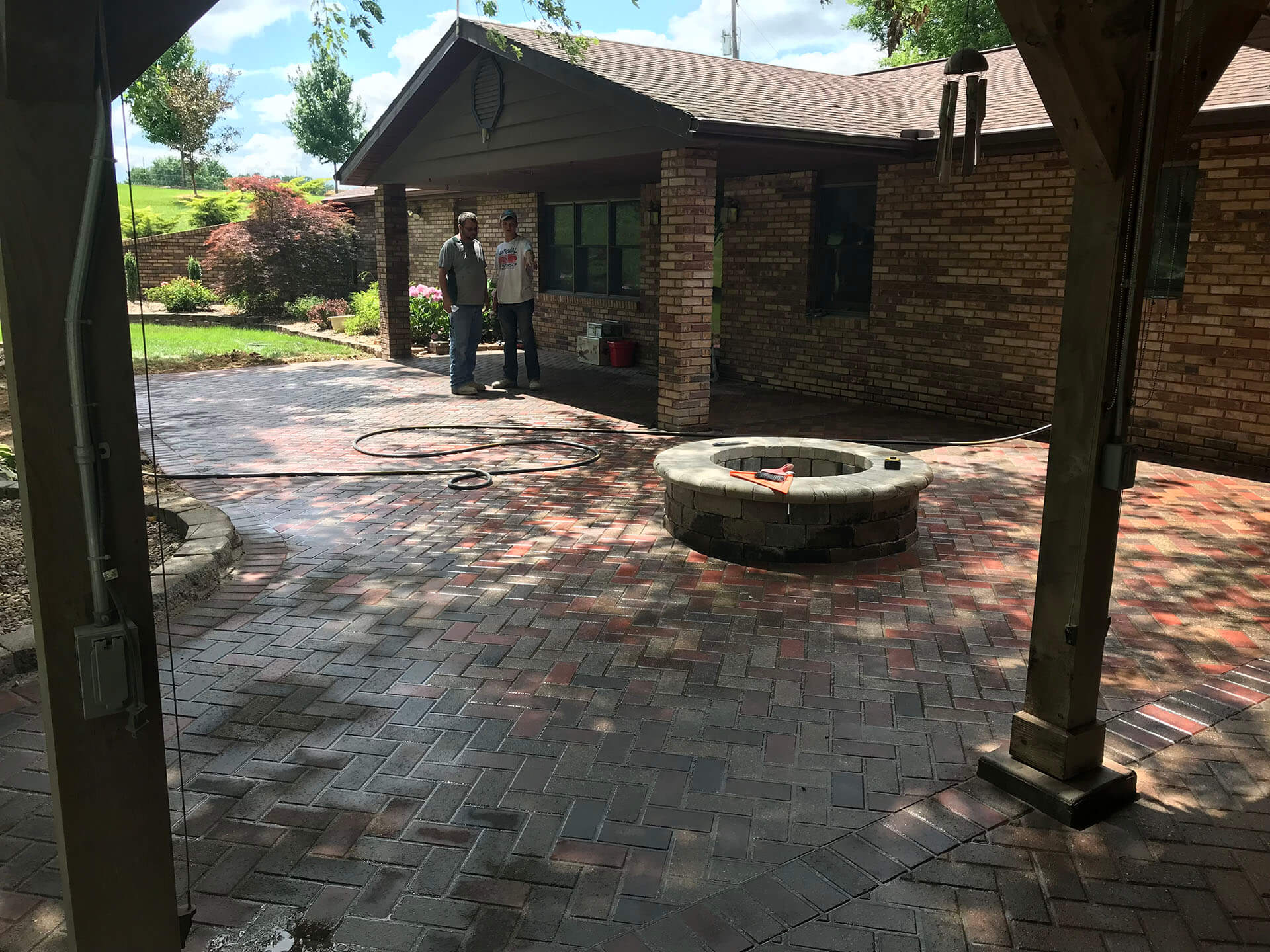 brick patio with fire pit Cape Girardeau, MO Project