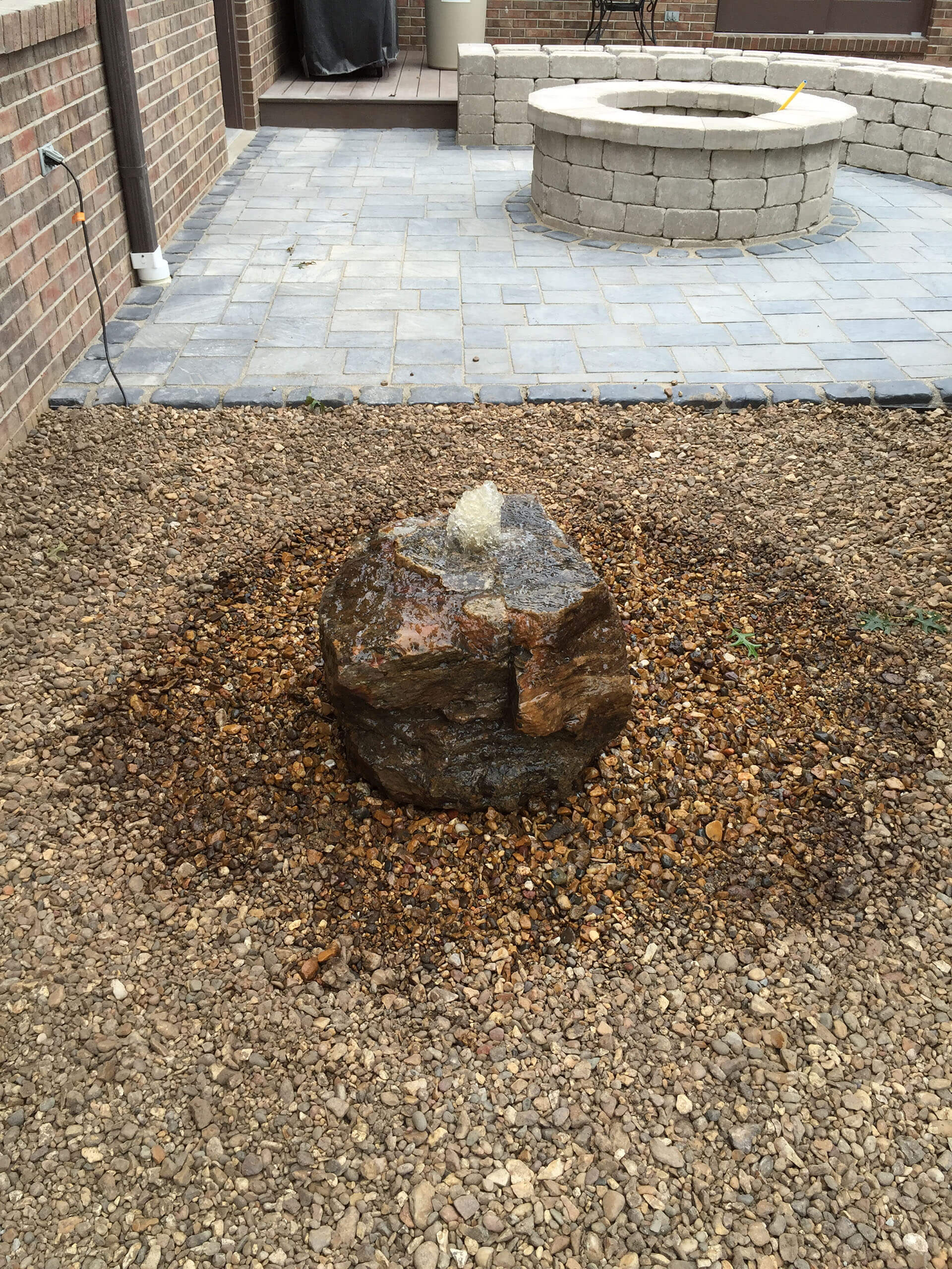 pebble garden with a boulder Cape Girardeau, MO Project