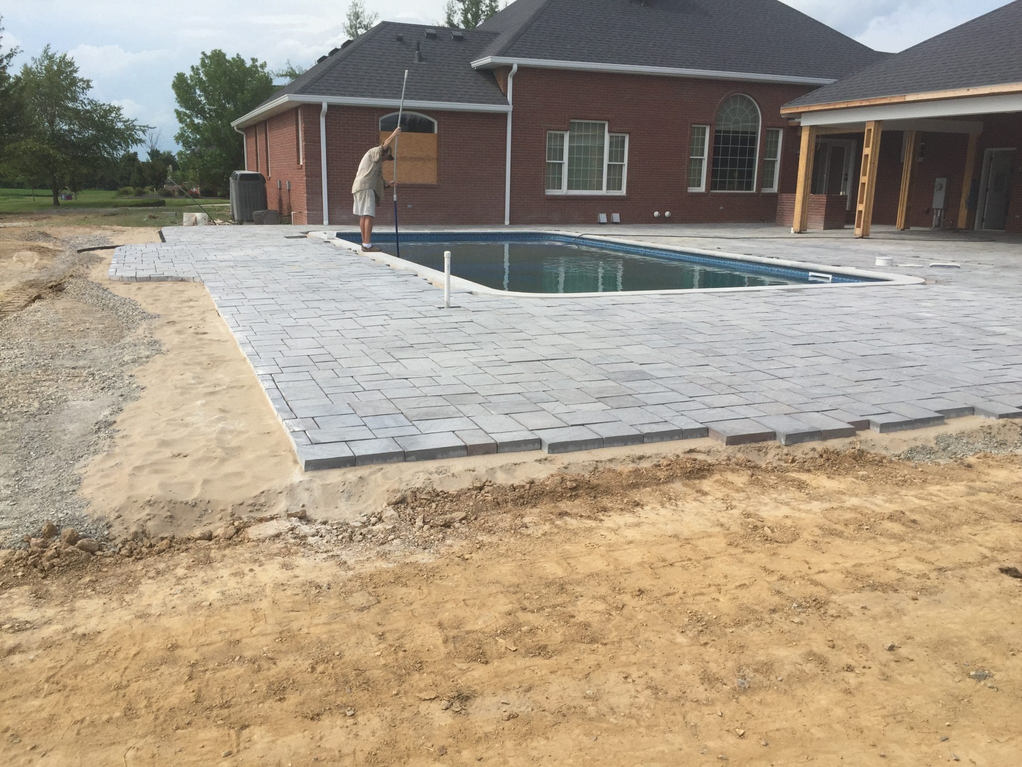 a stone pool deck for a home in Dexter, MO 1